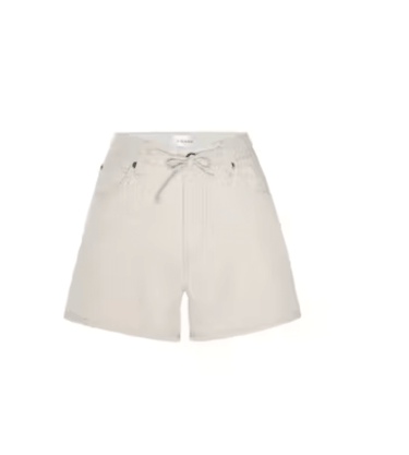 Frame The Off Duty Drawstring Long Hang Shorts in Natural Ecru