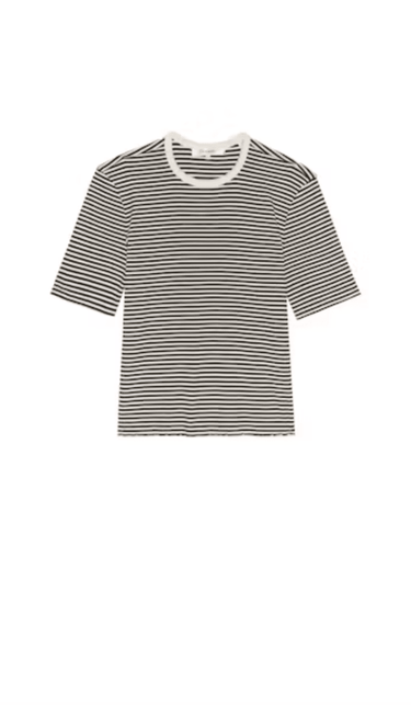 Frame The Rib Crew in Cream Multi
