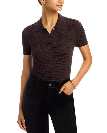 Frame The Smocked Polo in Chestnut