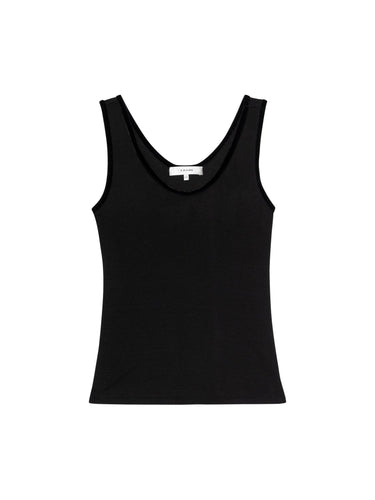Frame The Velvet Trim Tank in Black