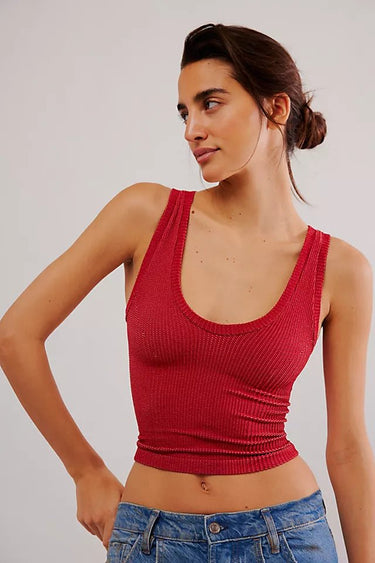 Free People Clean Slate Tank in Red Dahlia - Estilo Boutique