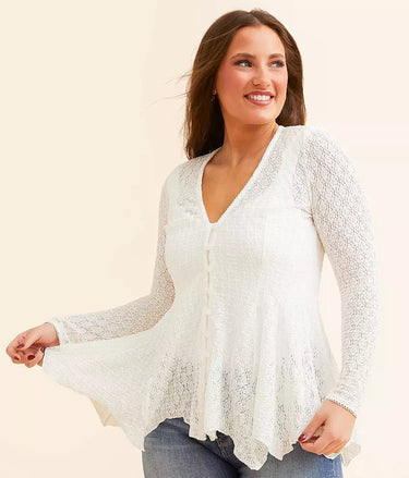 Free People Janey Lace Top in Ivory - Estilo Boutique