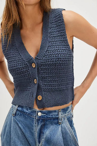 Free People We The Free Ava Vest in Vintage Indigo - Estilo Boutique