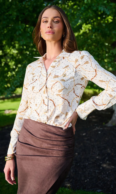 Generation Love Allure Chain Georgette Shirt in Chain Tassel