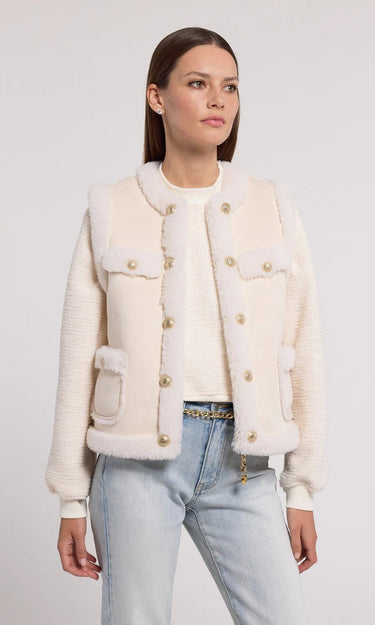 Generation Love Chad Vegan Suede Shearling Vest in Snow/White - Estilo Boutique