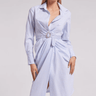 Generation Love Gloria Pinstripe Shirt Dress in White/Light Blue - Estilo Boutique