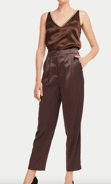 Generation Love Portia Satin Pants in Espresso - Estilo Boutique
