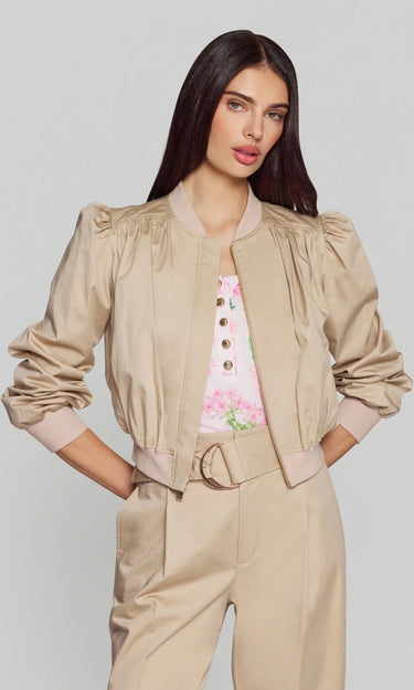 Generation Love Sariah Cotton Sateen Bomber in Light Khaki