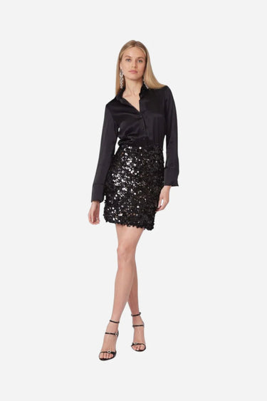 Gilner Farrar Addison Dress in Black Paillets - Estilo Boutique