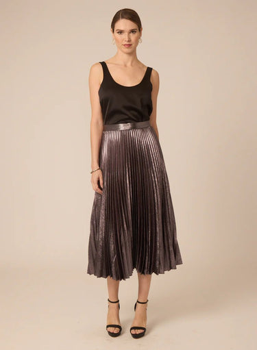 Gilner Farrar Braylen Skirt in Silver Metallic Pleating