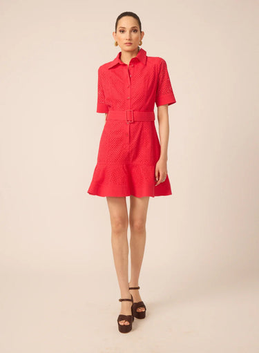 Gilner Farrar Payden Dress in Red Eyelet