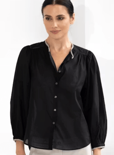 Go Silk Go Beat Poet Blouse in Black