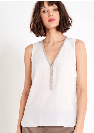 Go Silk Go Off The Chain Shell in White - Estilo Boutique