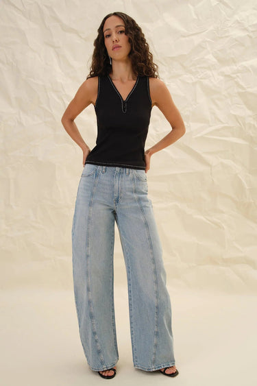 Goldie Tee Celeste Organic Micro Rib Shell in Black