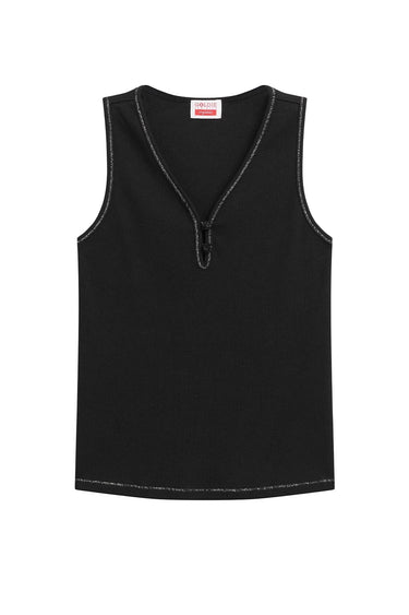 Goldie Tee Celeste Organic Micro Rib Shell in Black