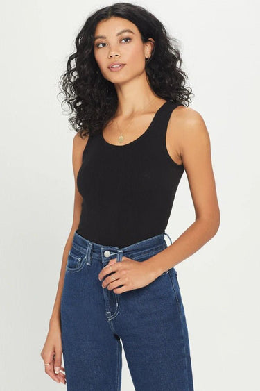 Goldie Tee Variegated Rib Tank in Black