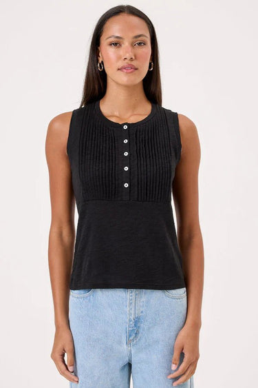 Goldie Tees Ava Henley Tank in Black