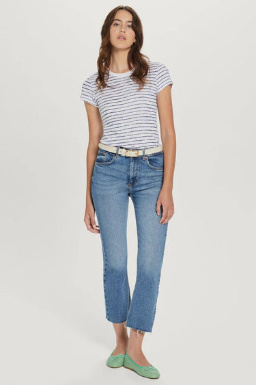 Goldie Tees Watercolor Stripe Ringer Tee in Infinity