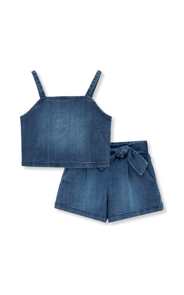 Habitual Girl Denim Short Set in Indigo - Estilo Boutique