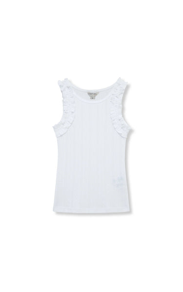 Habitual Girl Ruched Sleeve Tank Top in White - Estilo Boutique