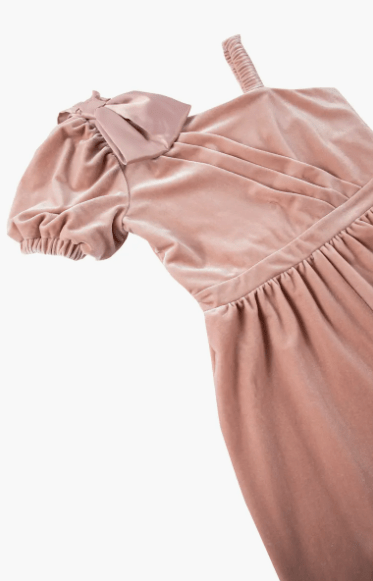 Habitual Girl Satin Bow Velour Jumpsuit in Dark Pink - Estilo Boutique