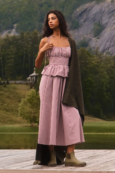 Hunter Bell Betsy Dress in Cotswold Check Rust