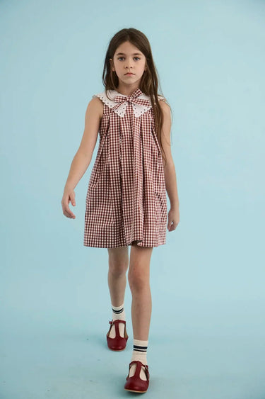 Hunter Bell Kids Marianne Dress in Cotswold Check Rust