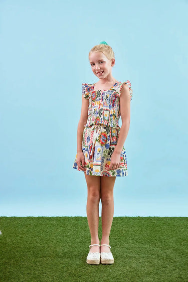 Hunter Bell Kids Rosie Skirt in Coastal Conversation