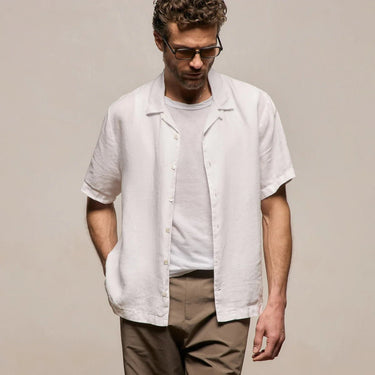 James Perse Lightweight Linen Short Sleeve Shirt in White