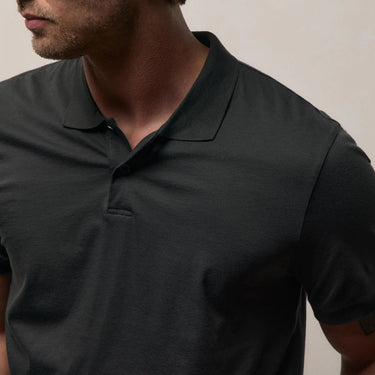 James Perse Luxe Lotus Jersey Polo in Carbon