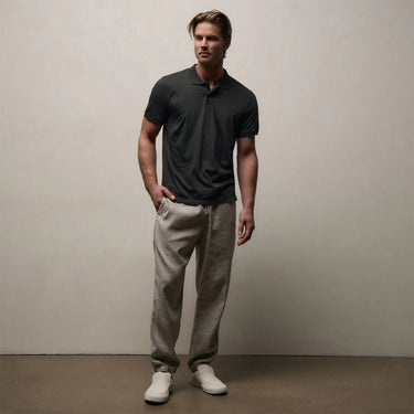 James Perse Luxe Lotus Jersey Polo in Carbon