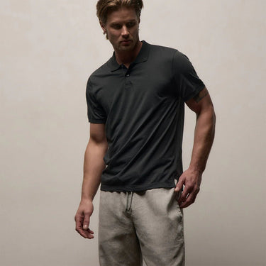 James Perse Luxe Lotus Jersey Polo in Carbon