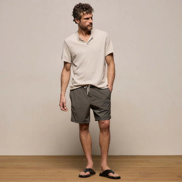James Perse Slub Jersey Short Sleeve Henley in Pearl Pigment