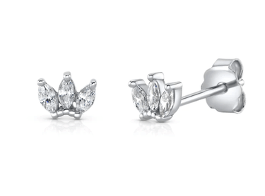 Jen Hansen 3 Marquise Studs in Silver - Estilo Boutique