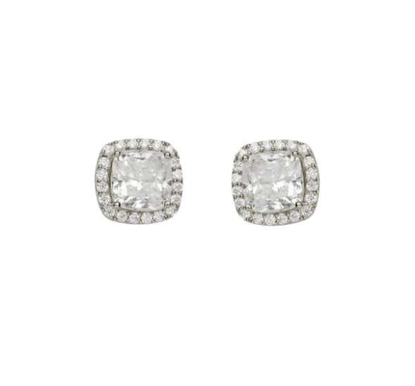 Jen Hansen Cushion Solitaire Earring in Silver - Estilo Boutique