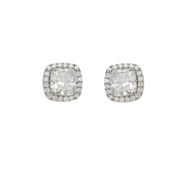 Jen Hansen Cushion Solitaire Earring in Silver - Estilo Boutique
