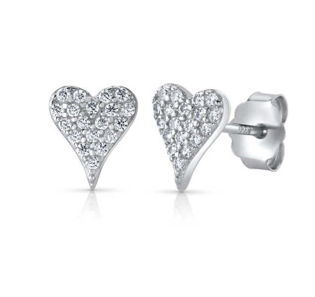 Jen Hansen Precious Heart Stud Earrings in Silver - Estilo Boutique