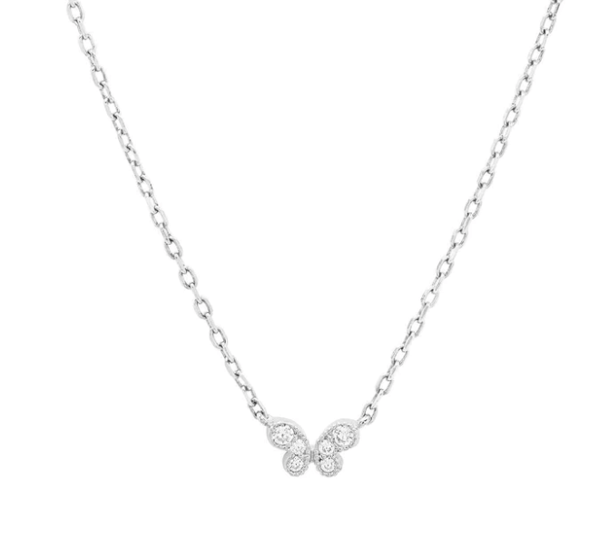 Jen Hansen Tiny Butterfly Necklace in Silver - Estilo Boutique