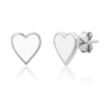 Jen Hansen White Heart Enamel Studs in Silver - Estilo Boutique