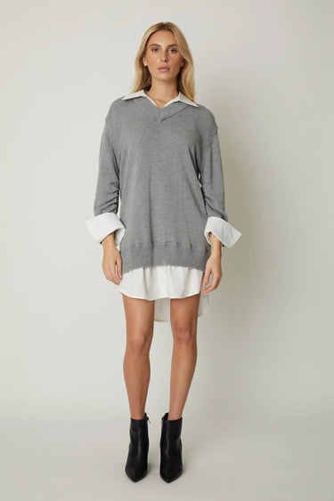 JS71 Nicholas Sweater Dress in Heather Grey - Estilo Boutique