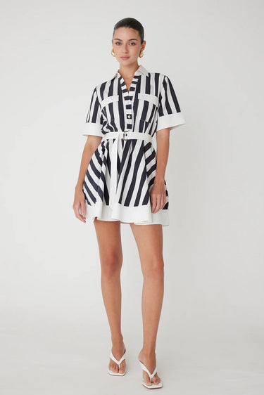 JS71 Yana Dress in Black White Stripe