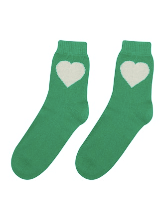 Jumper 1 2 3 4 Cashmere Heart Socks in Bright Green and Cream - Estilo Boutique