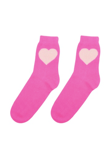 Jumper 1 2 3 4 Cashmere Heart Socks in Hot Pink and Cream - Estilo Boutique