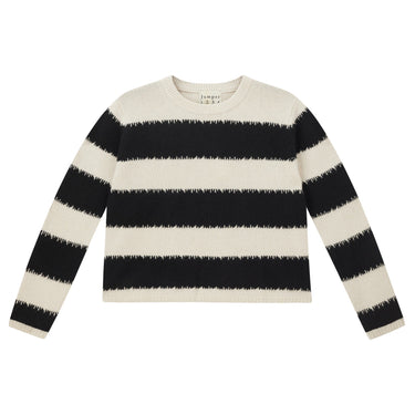 Jumper 1234 Broken Stripe Crew in Limestone Black