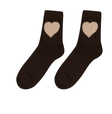 Jumper1234 Cashmere Heart Socks in Dark Brown