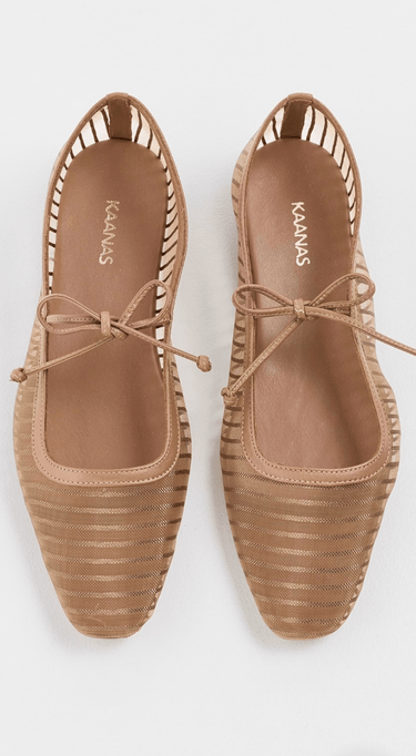 Kaanas Tahlira Striped Mesh Ballerina in Honey
