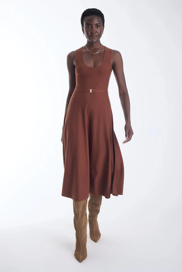 Karina Grimaldi Ariene Knit Dress in Cooper Cedar