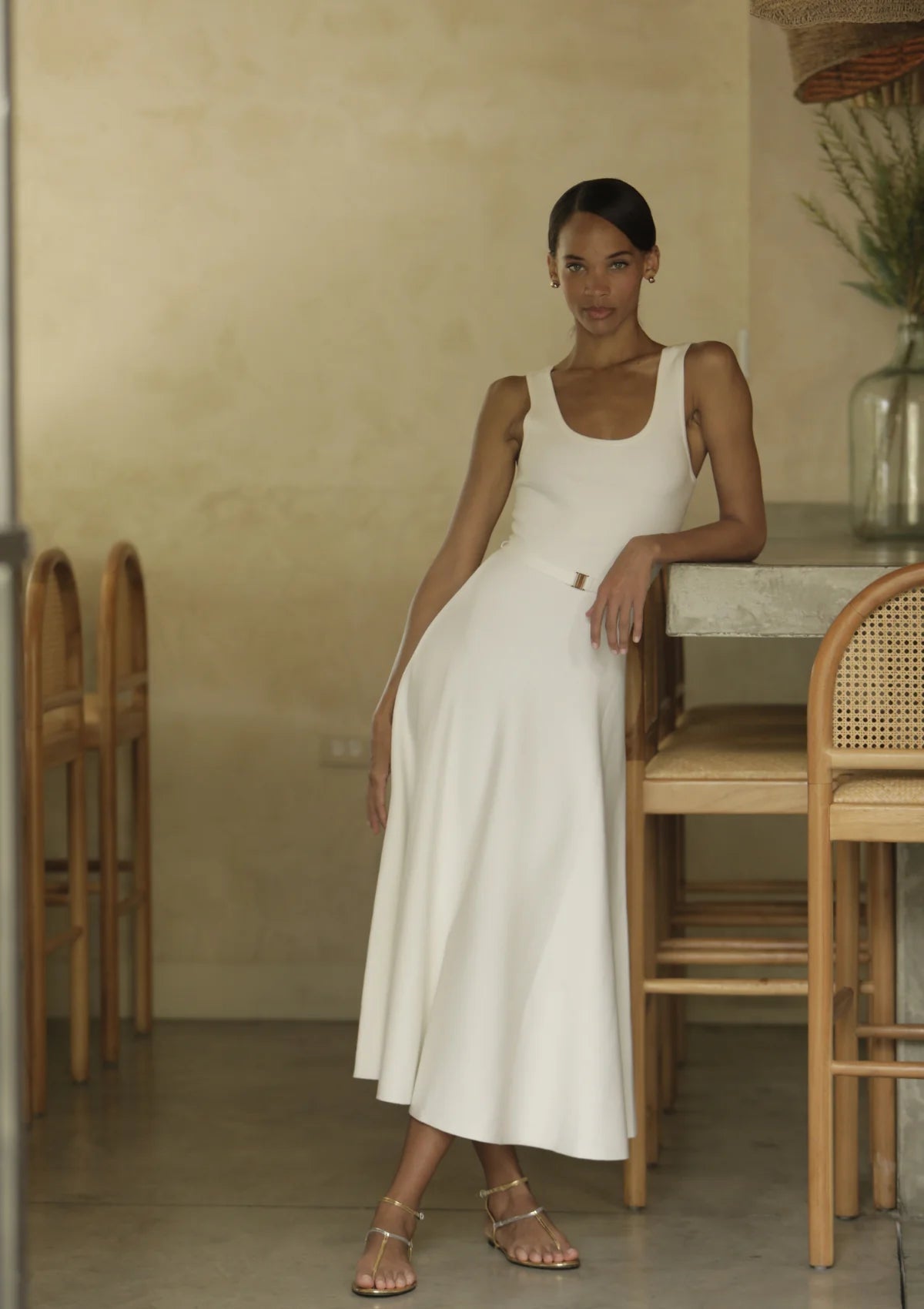 Karina Grimaldi Daisy Knit Maxi Dress in White - Estilo Boutique White / XS Karina Grimaldi Daisy Knit Maxi Dress in White - Estilo Boutique White / XS