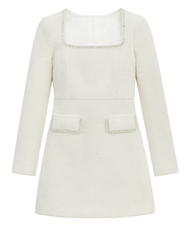 Katie J NYC Christine Dress in Ivory Boucle
