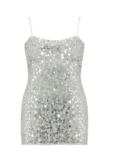 Katie J NYC Tia Dress in Silver Sequin